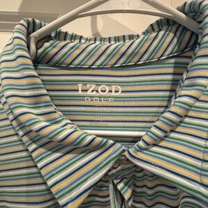 Izod Golf Polo with Blue and Green Stripes XXL